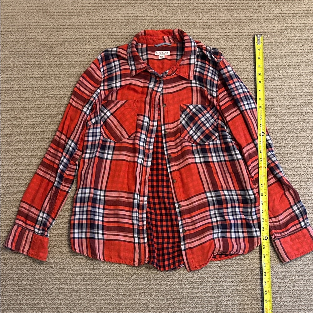 Soft Plaid Red-Orange Shirt
